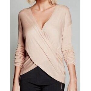 Marciano Brooklee faux wrap twist sweater in blush/nude